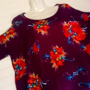 LulaRoe Purple Floral Irma Printed Top-#0215